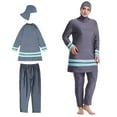 thumbnail image 1 of Modest Maillot de Bain Femme Été Arabe Tenue de Plage Plus Gris 6TG, 1 of 8
