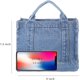 thumbnail image 5 of Cartera de mezclilla Jeans Bolsa de viaje Bolsa de playa para damas Cartera de mezclilla y bolsa de asas para damas femeninas azul claro JAMW Sencillez, 5 of 5