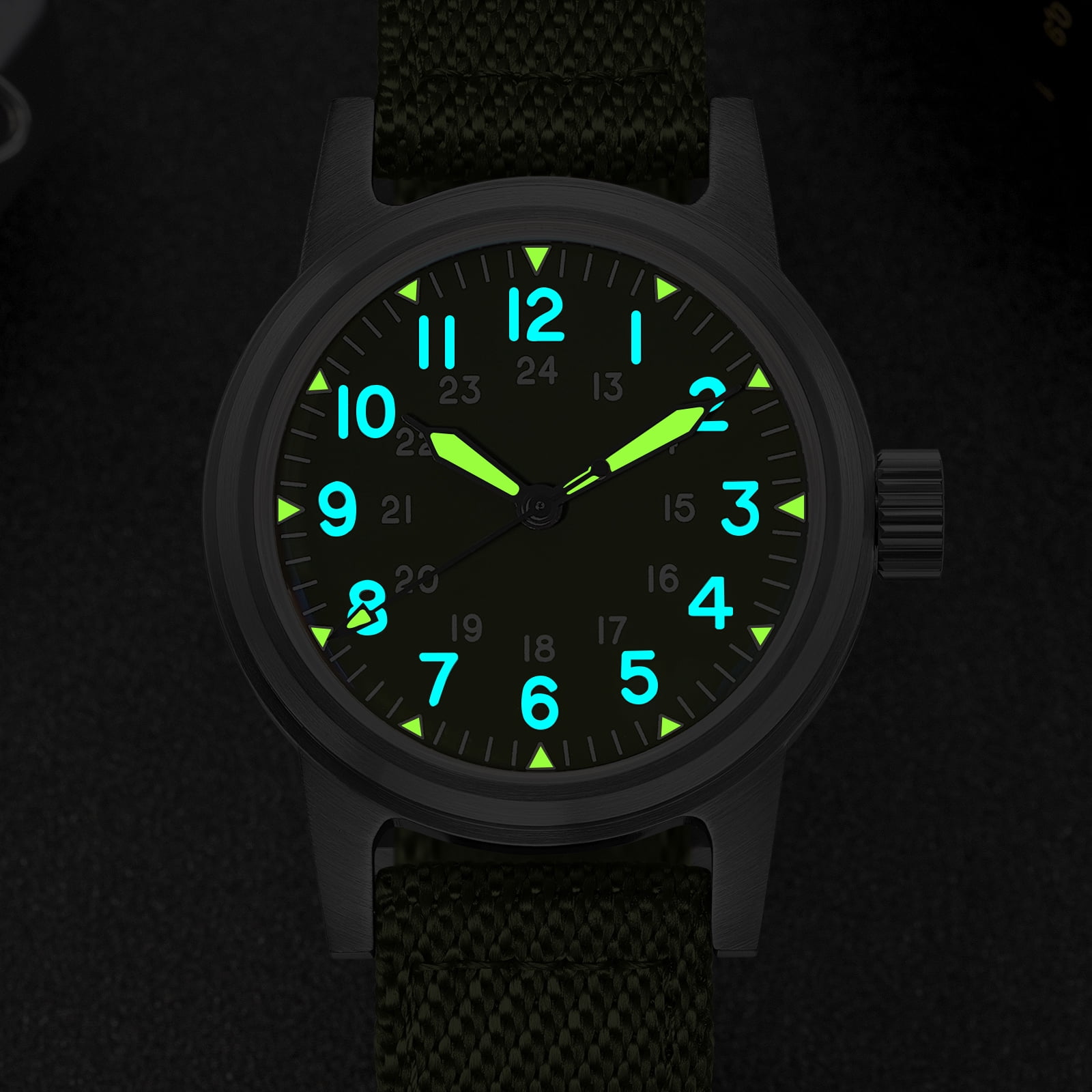 ADDIESDIVE Men's Automatic Watch 200M Waterproof Japanese Movement 36mm Small Case Military Vintage Stainless Steel Nylon Strap Luminous Analog Wrist Watch for Men