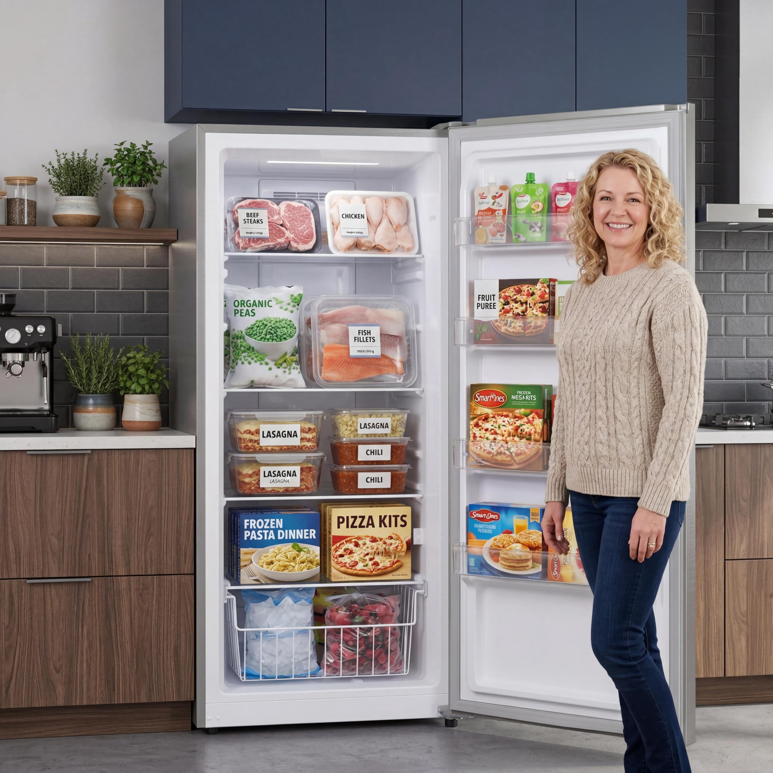 14 Cu.Ft Upright Freezer, Stand Up Freezer with Adjustable Shelves, Mechanical Temperature Control,  rated, Frost Free, Freestanding Deep Freezer for Garage, Kitchen, Home Use