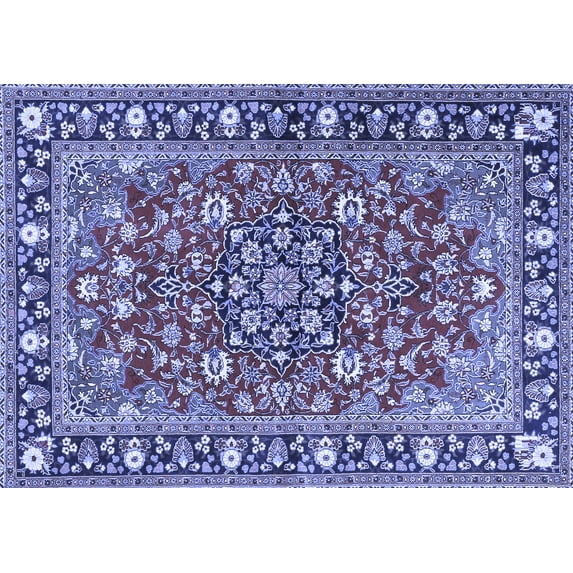 Ahgly Company Machine Washable Indoor Rectangle Persian Blue Traditional Area Rugs, 2' x 4'
