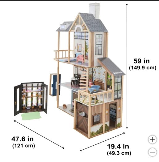 Lakeview Villa Wooden Dollhouse & Greenhouse