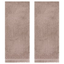 REGALWOVEN Geometric Patterns Turkish Decorative Hand Towels Set of 2, Soft and Absorbent for Bathroom and Kitchen Brown 13" x 29"