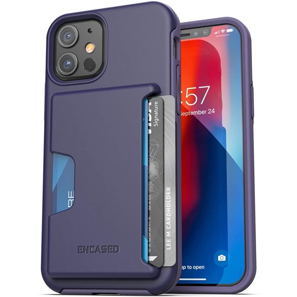 iPhone 12 Wallet Case (2020) Protective Cover with Holder Slot (3 Credit s Capacity) Purple