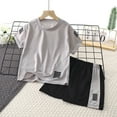 thumbnail image 2 of Toddler Baby Boy Clothes Short Sleeve Solid Color Sports Tshirt Shorts Pullover Top Unisex Spring Summer 2Pcs Outfits Clothes Grey,3-4 Years, 2 of 3