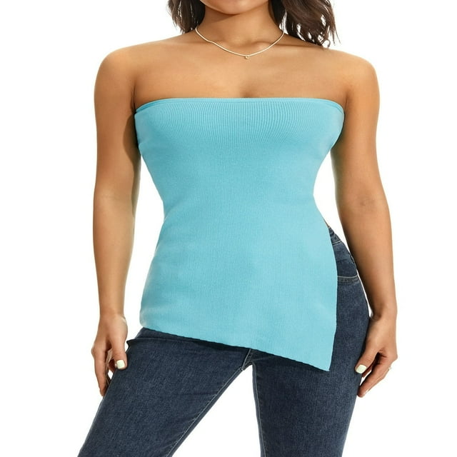Été Décolleté Bandeau Tube Tops Casual Femmes Sans Manches Dos Bustier Tops Rue Parti Club