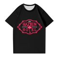 thumbnail image 4 of Hazbin Hotel Moda Casual Mujer Impreso de manga corta Cuello redondo Pullover Tops Negro/S, 4 of 6