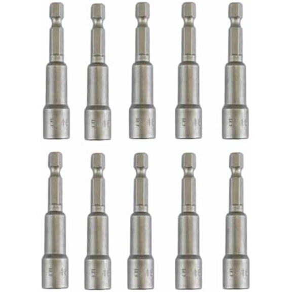 10PCS 5/16 Nut Driver, Ultra Magnetic Impact Ready Nut Driver Set for Impact Drill, Standard British 5/16 Impact Driver Bits, 2.5 Inches (65mm),1/4 inch Quick Change Socket Nut Driver Bit Magnetic