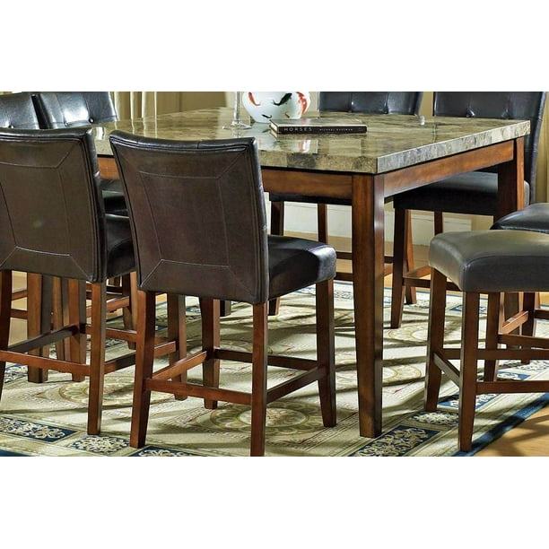 Montibello Counter Height Table W Marble Top In Cherry Com Montibello Counter Height Table W, Steve Silver Montibello Marble Top Counter Height Storage Dining Table