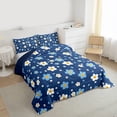 thumbnail image 4 of Homewish Kawaii Vintage Flowers 3-Piece Full Size Comforter Sets For Boys Girls,Blue White Floral Blossoms Bedding Comforter Set,Spring Garden Lightweight Bedding Sets,Luxury Bedroom Decor, 4 of 9