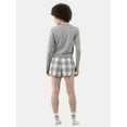 thumbnail image 3 of No Boundaries Long Sleeve Tee and Flannel Shorts Pajama Set, 2-Piece, Women’s and Women’s Plus, 3 of 5