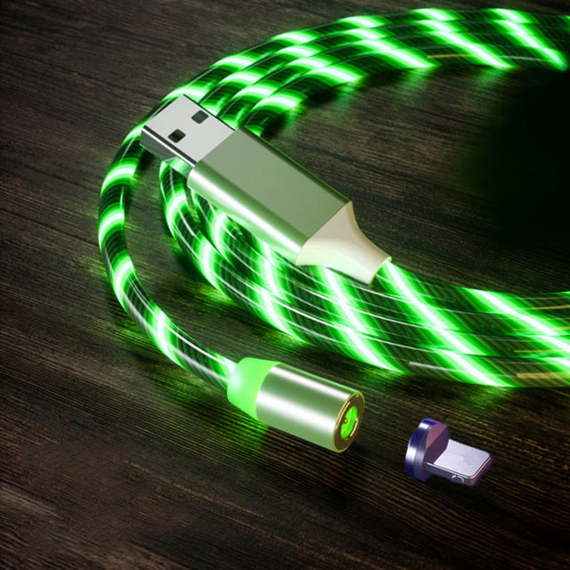 Multicolored 4ft Demon-Devices 2 Pack 3 in 1 Charging and Data 4ft Cable Flowing Led Light Up USB Cable Fast Charging Cord Type C/Micro USB/IP Connector for Phone/XR/XS/11 Pro Max/Galaxy Note