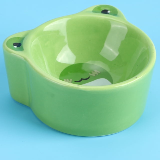 Cuencos de alimentación de agua con forma de Animal de dibujos animados, cuenco de cerámica para animales pequeños, suministros de alimentación para mascotas, rana