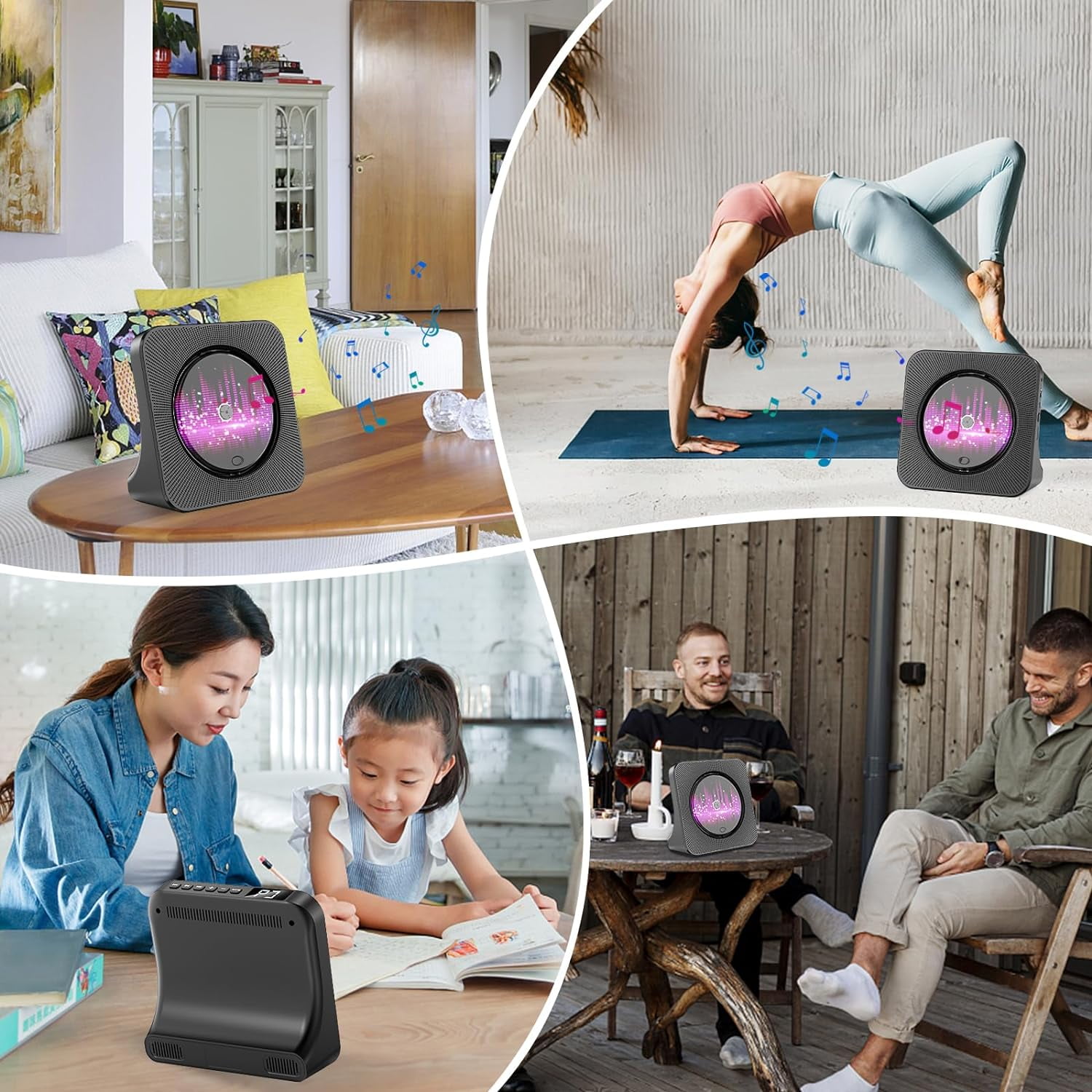 Gueray CD Players for Home, Portable CD Player with Bluetooth Hi-Fi Stereo Sound, Remote Control, Support AUX/USB, Headphone Jack, Fm Radio Black