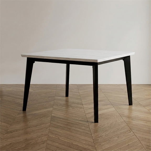 Furniture of America Dorth 54" Square Indoor Dining Table, Black and White