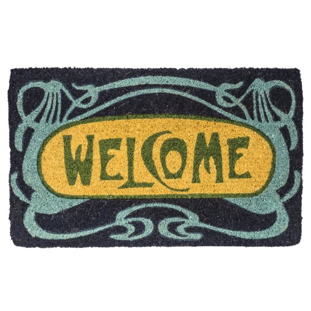 Entryways Art Nouveau Handwoven Coconut Fiber Indoor Outdoor Doormat, 18'' x 30'', Multi