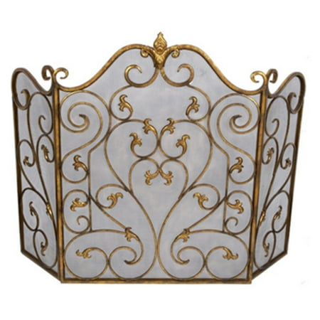 Old World Design Vivian Traditional Scroll Fireplace Screen