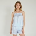 thumbnail image 2 of Lounge Women's Striped Pajama Set with Ruffle Trim Cami Top and Relaxed Fit Shorts - Medium, Blue, 2 of 7