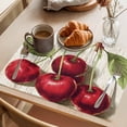 thumbnail image 3 of Vintage Red Cherry Placemats Set of 4 Retro Summer Botanical Place Mats Indoor Wipeable Table Mats Washable Cloth Dining Table Placemats for Kitchen Holiday Party Home Decor 13x19 Inch, 3 of 9
