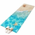 thumbnail image 2 of Summer Beach Washable Runner Rugs 2'x6', Blue Teal Ocean Waves Beige Sand Starfish Shells Low Pile Throw Entryway Rug Non-Slip Sturdy Edge Binding Carpet for Indoor Bedside Entrance Bedside, 2 of 9