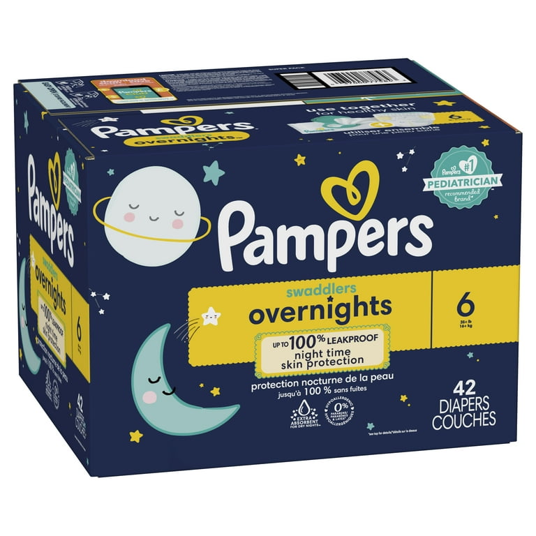  Pañales nocturnos talla 6, 42 unidades y toallitas para bebé,  pañales y toallitas desechables Pampers Swaddlers Overnights, 12X Pop-Top  (672 unidades) : Todo lo demás
