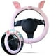 thumbnail image 3 of Funda para volante de coche de animales bonitos, protector antideslizante para volante de coche de dibujos animados, franela suave de microfibra de 38cm (15 ") (cerdo rosa) Adepaton LKX-1446, 3 of 7