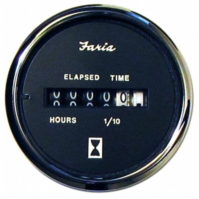 Faria Beede Instruments 13713 2 in. Chesapeake Black Stainless Steel Hourmeter