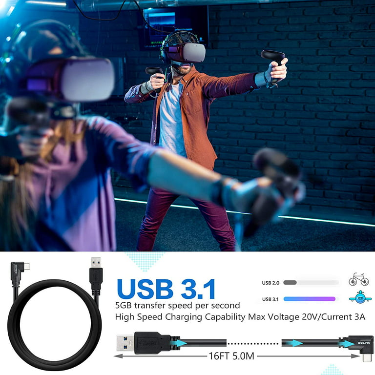  Easy Hood USB C to USB C Cable Compatible for Oculus Quest 2 /  Quest Link Cable, USB 3.2 Gen 1 Type C 5Gbps/3A High Speed Data Transfer  Fast Charging Cord