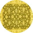 thumbnail image 1 of Ahgly Company Machine Washable Indoor Round Oriental Yellow Traditional Area Rugs, 6' Round, 1 of 4