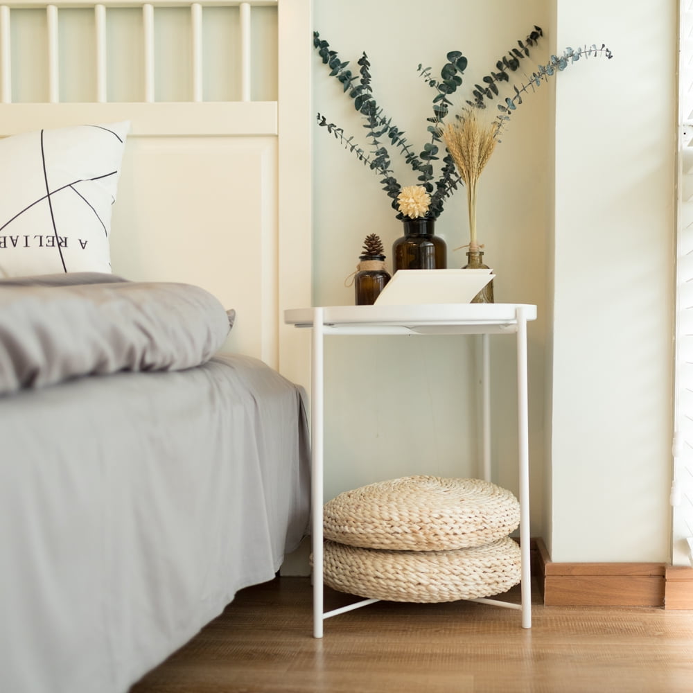 Private Jungle Side Table Round Metal, Outdoor Side Table Small Sofa End Table Indoor Accent Table Round Metal Coffee Table Waterproof Removable Tray Table,White Private Jungle Side Table Round Metal, Outdoor Side Table Small Sofa End Table Indoor Accent Table Round Metal Coffee Table Waterproof Removable Tray Table,White