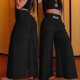 thumbnail image 3 of Youthful Retro High Waist Elastic Drape Wide Leg Pants for Women, 3 of 5