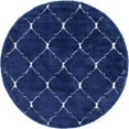 thumbnail image 1 of Unique Loom Tapis Design Rabat Shag 8' x 8' Rond Bleu Marine/ivoire, 1 of 1