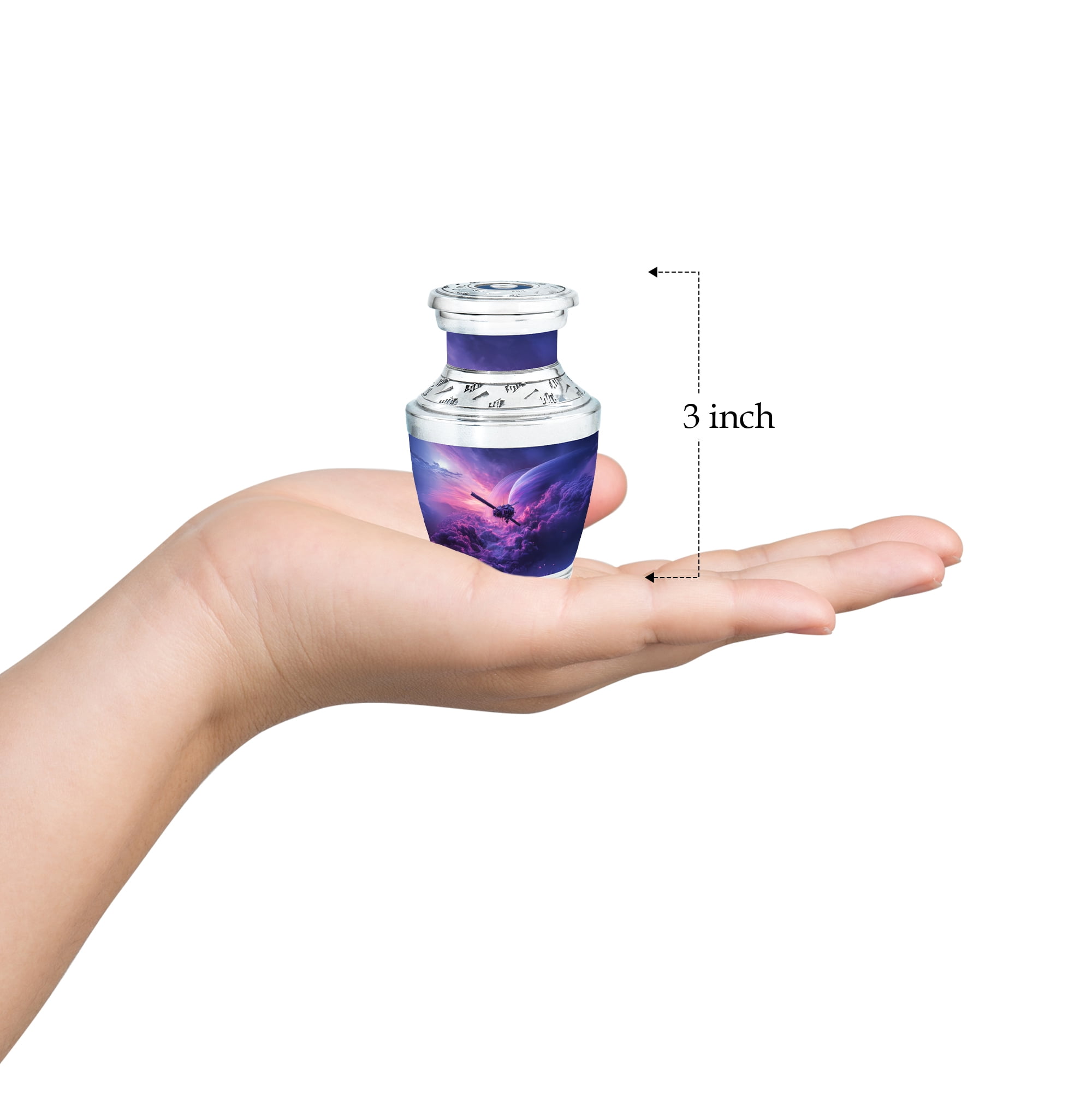 MUKTIVE Spaceship Memorial Urn for Human Ashes for Husband & Wife - Mini Cremation Urns for Adult Male & Female - Miniature Urn for Humans - 3 Inch
