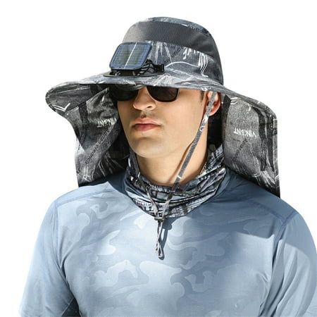 

yongmandr Large Sun Hat Sun Visor Hat with Mini Fan Rechargeable Detachable Summer Sunscreen Big Eaves Outdoor Cool Hat for Outdoor Hiking Fishing Camping Riding Beach (I)