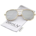 thumbnail image 1 of zeroUV Unisex Geometric Hexagonal Metal Frame Colored Mirror Flat Lens Aviator Sunglasses 60mm (Gold / Silver Mirror) - 60mm, 1 of 5