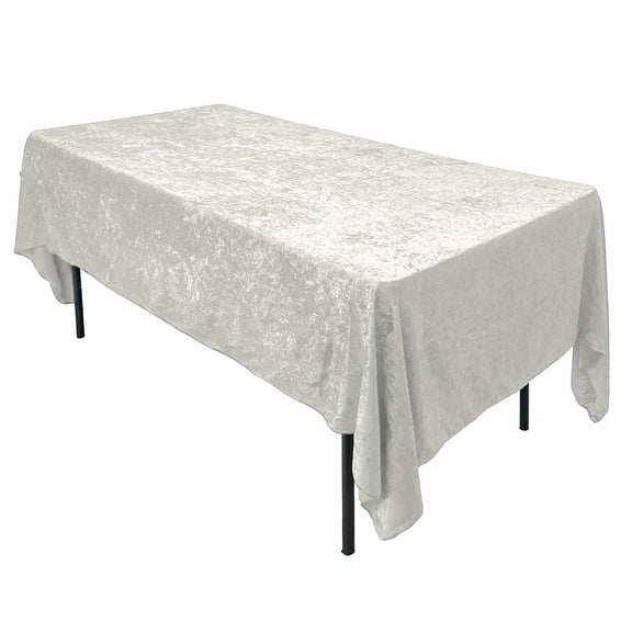 AK TRADING CO. Lush Panne Velvet Tablecloth - 60 x 102 Inch Rectangular Table, White