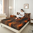 thumbnail image 4 of Castle Fairy Futuristic Geometric Hexagon 4 Pieces Queen Sheet Sets for Female Men Adults,Geometric Stripes Lines Ultra Soft Flat Sheet,Abstract Gradient Honeycomb Queen Fitted Sheet, 4 of 7