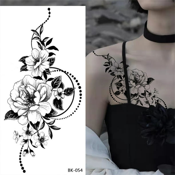 Tatuajes temporales para hombres, mujeres y adultos. Tatuajes abstractos con rosas.