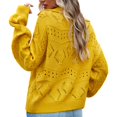 thumbnail image 5 of Women Puff Long Sleeve V Neck Knitted Pullover Sweater Jumper Tops Solid Color Casual Hollow Tops S-XL, 5 of 9