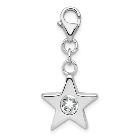Sterling Silver April CZ Birthstone Star Charm Pendant
