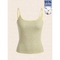 thumbnail image 2 of Multicolor 95% Cotton Striped Slim-Fit Womens Camisole Top, Casual Tank for Everyday Layering, 2 of 7