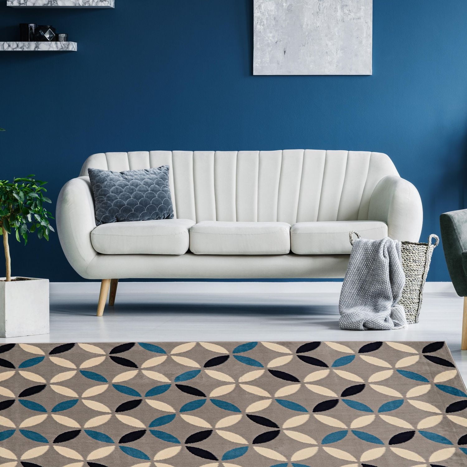 Tapis Capri Conrad gris clair & os de 4 pi 3 po x 7 pi 3 po