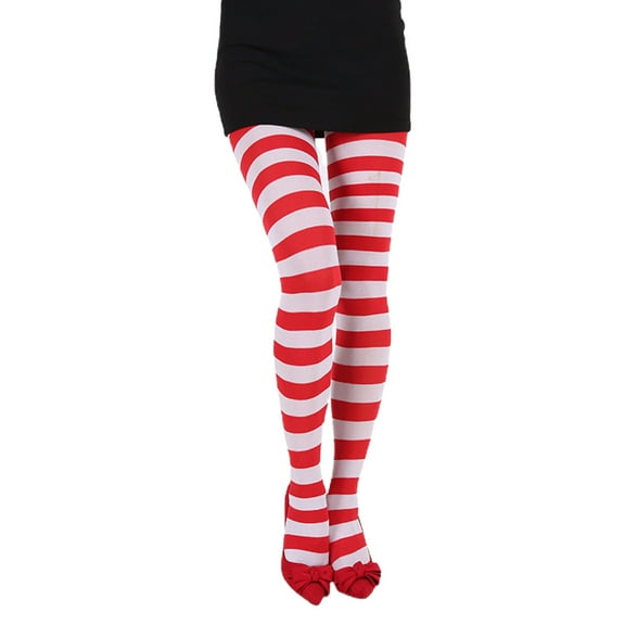 TIERPOP Women Girls Rainbow Multicolor Striped Tights Opaque Stockings Full Length Slim Pantyhose for Christmas Halloween Cosplay Costume