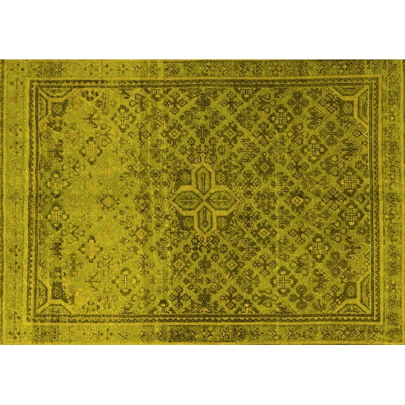 Ahgly Company Indoor Rectangle Persian Yellow Traditional Area Rugs, 2' x 5'
