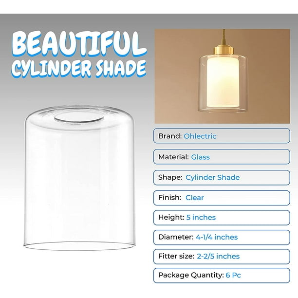 Ohlectric Ol 39131 Handmade Clear Cylindrical Glass Large Table Lamp Replacement Shade 2 1 4 Fitter Com Ohlectric Ol 39131 Handmade Clear, Cylindrical Glass Lamp Shades