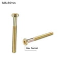 thumbnail image 3 of Tornillos de muebles M8x75mm con socket hexagonal, fijaciones galvanizadas, tornillos de media rosca de acero al carbono, 10 Pcs, 3 of 4