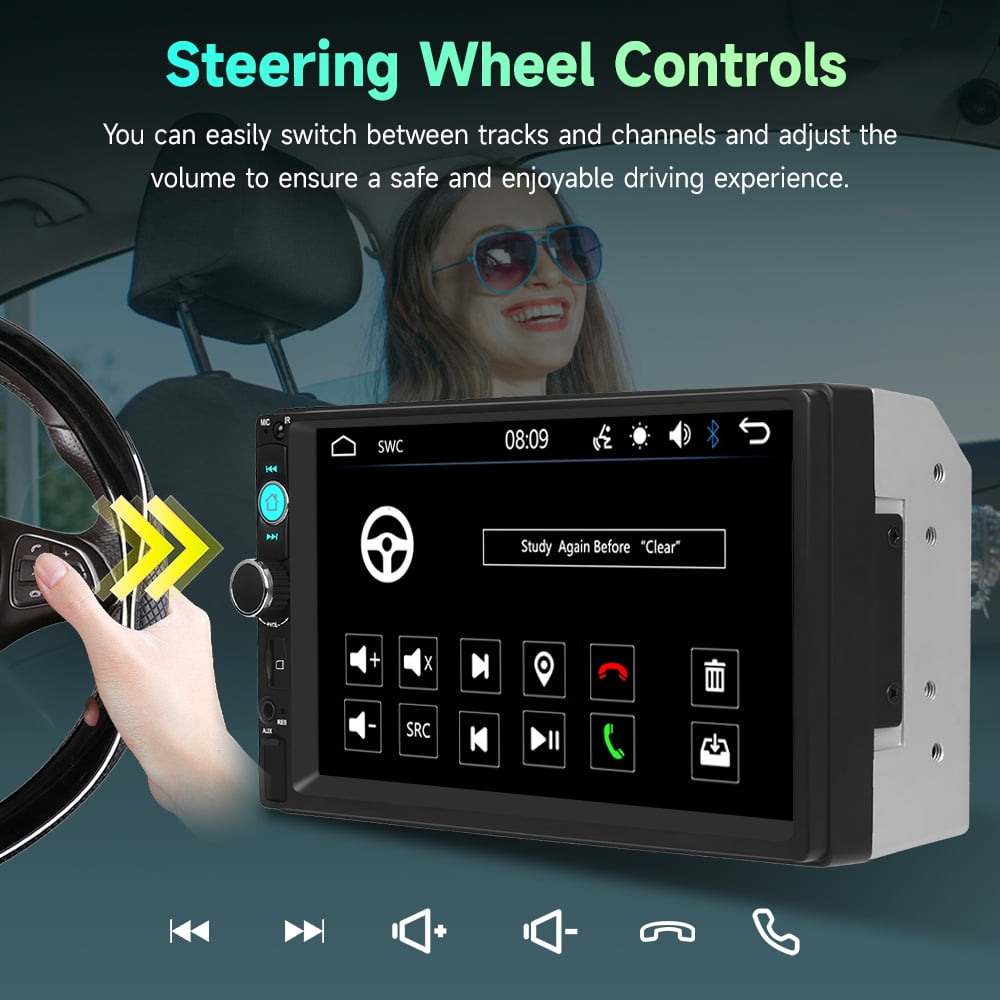 Podofo 7 in Double Din Car Stereo Radio Mirrolink Bluetooth