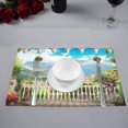 thumbnail image 2 of MKHERT Lovely Balcony Views of Mountains Sea and Flowers Placemats Table Mats for Dining Room Kitchen Table Decoration 12x18 inch,Set of 6, 2 of 4