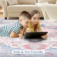 thumbnail image 6 of 6x9 Area Rug Living Room Rugs - Washable Boho Rug Vintage Oriental Distressed Farmhouse Large Thin Indoor Carpet for Living Room Bedroom Under Dining Table Home Office-PinkBlue, 6 of 8