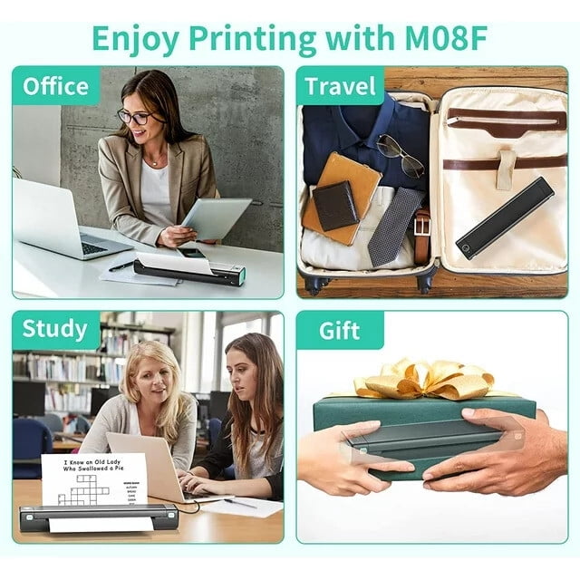 "Koramzi Portable Wireless Handheld Mini Printer with 8.5"" x 11"" Letter Thermal Papers, Black"